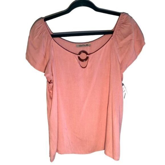 Vertiche Tops - Vertiche Women Pink Summer Blouse NWT Size XL Rounded neck capped short Sleeves